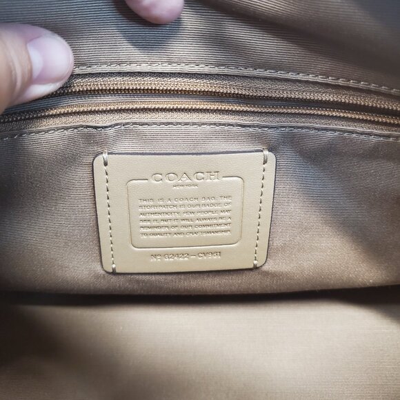 Coach Rowan Satchel Brown Cream Tan Classic Logo Canvas Shoulder Bag CV961 - Picture 11 of 14